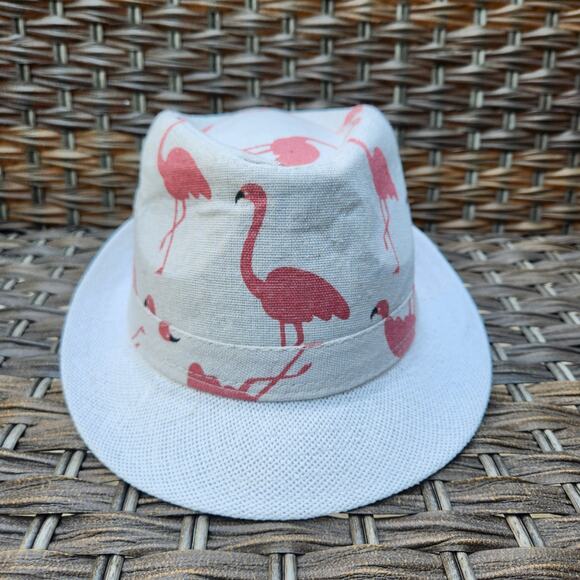 100% Paper Fedora Light Weight Hat Pink Flamingos Design Sz 59 (Medium) Summer - Picture 3 of 8